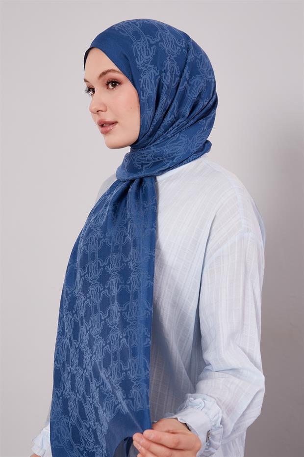 İndigo Tuğra Desen Grazia Şal