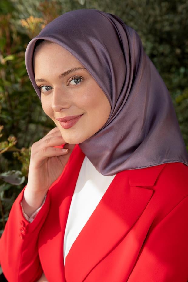 Koyu Mavi Çift Taraflı Twill İpek Eşarp