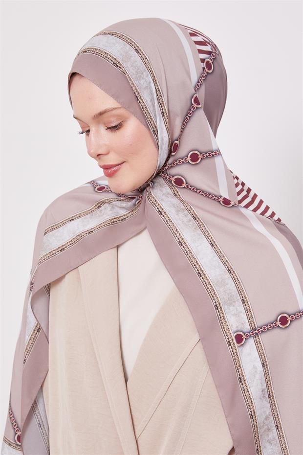 Koyu Vizon Zincir Desen Love