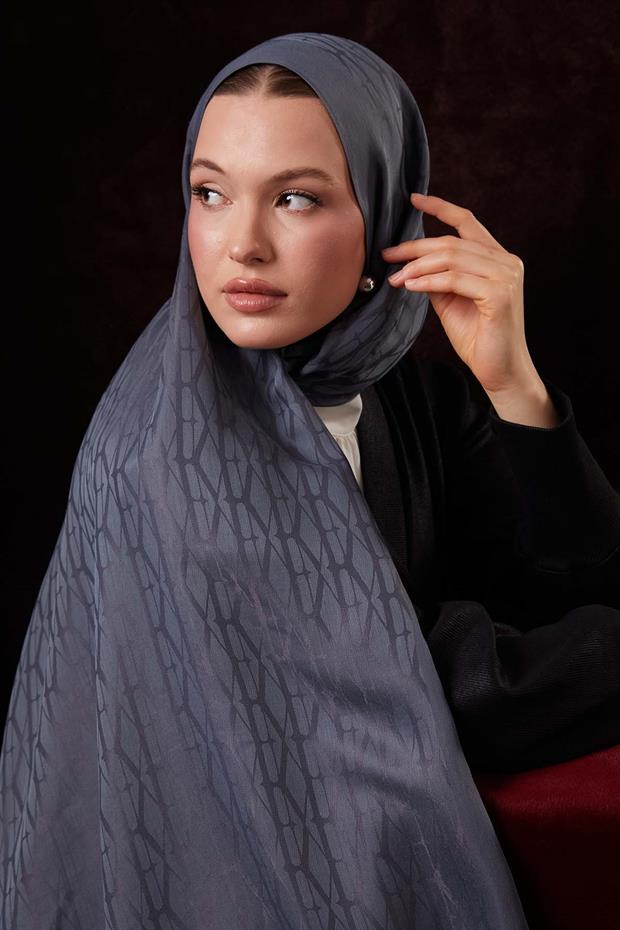 Koyu Gri Sarmal Desen Naia Jakar Şal