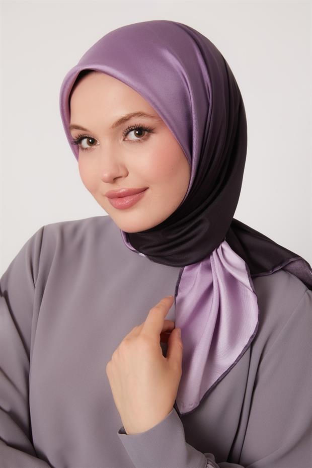 K.Mor Geçişli Twill İpek Eşarp
