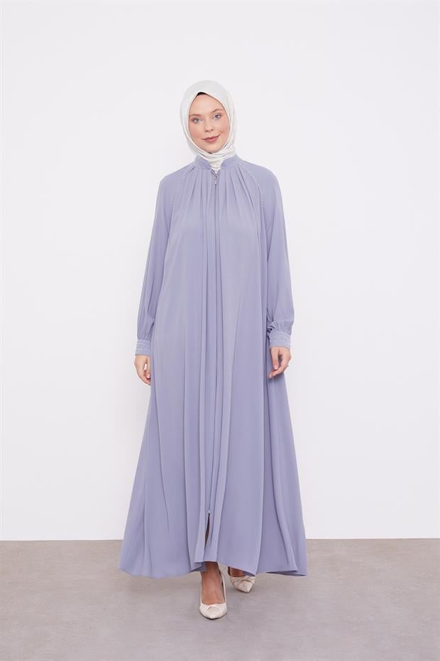 Koyu Gri Omuz Büzgülü Ferace