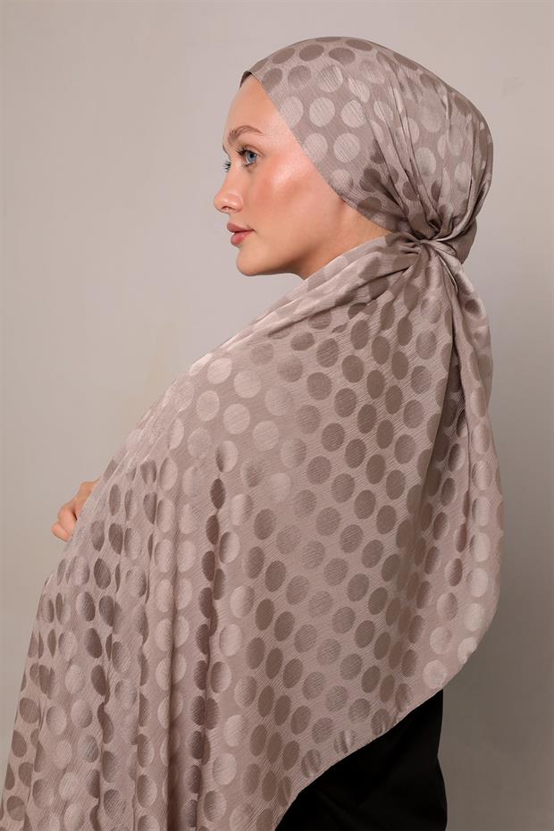 Koyu Vizon Benek Desenli Jakar Capri Şal