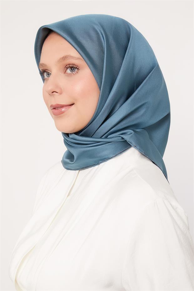 Koyu Zümrüt Çift Taraflı Twill İpek Eşarp