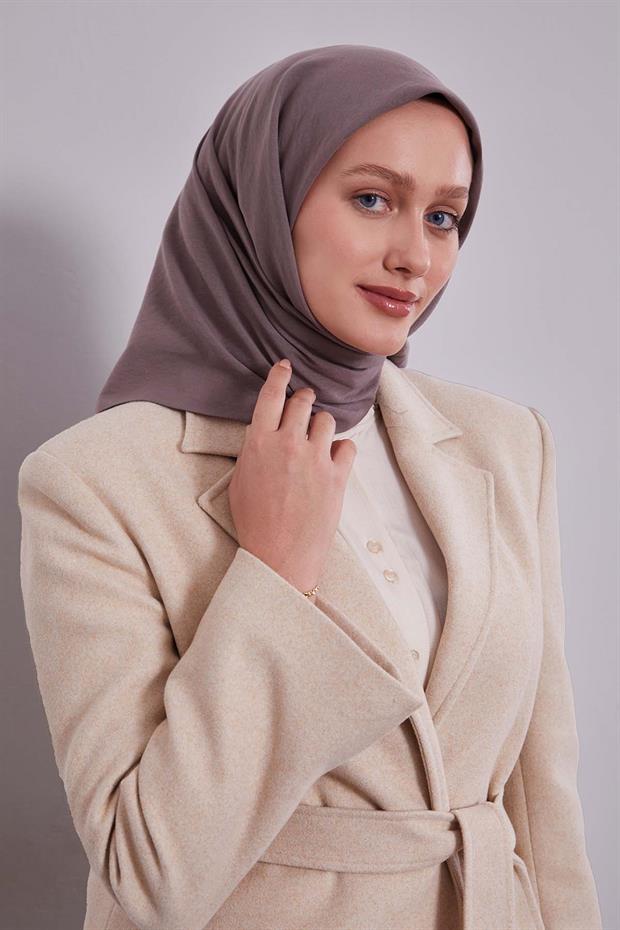 Koyu Taş Pamuklu Cazz Kare Eşarp