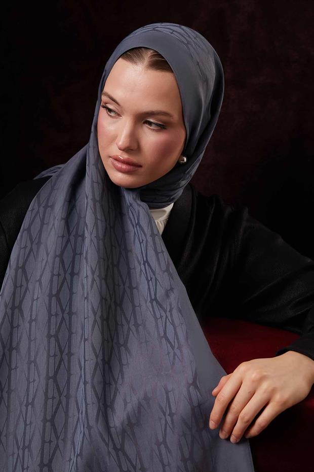 Koyu Gri Sarmal Desen Naia Jakar Şal