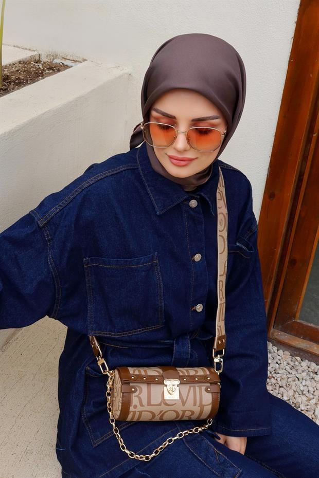 K.Kahve Çift Taraflı Twill İpek Eşarp