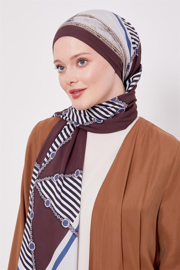 Koyu Kahve Zincir Desen Love