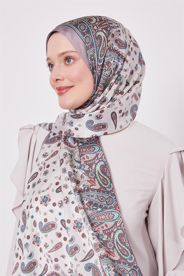 Koyu Vizon Karma Çiçek Hint İpeği Şal