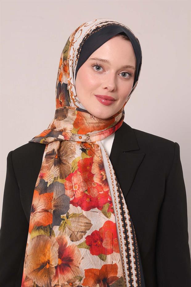 K.Lacivert Varak Desen Pamuk Şal