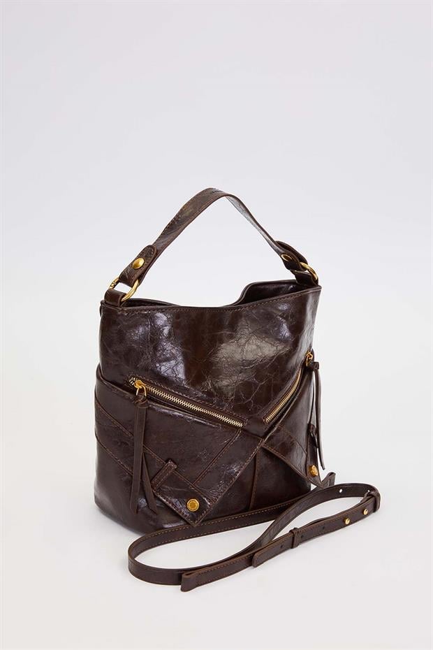 Koyu Bordo Cep Görünümlü El Çantası