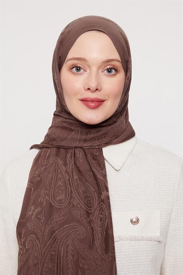 Koyu Kahve Hint Desen Grazia Şal