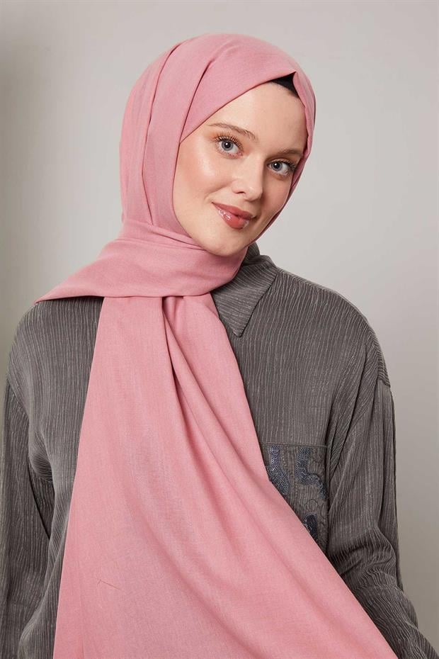 Koyu Pembe Düz Tensel Şal