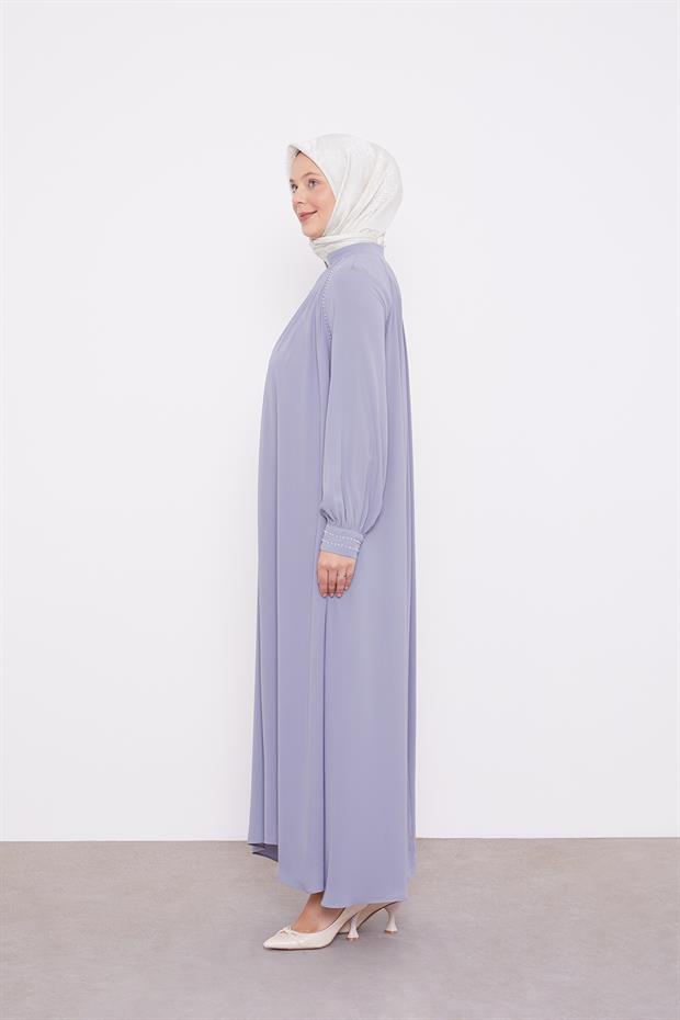 Koyu Gri Omuz Büzgülü Ferace