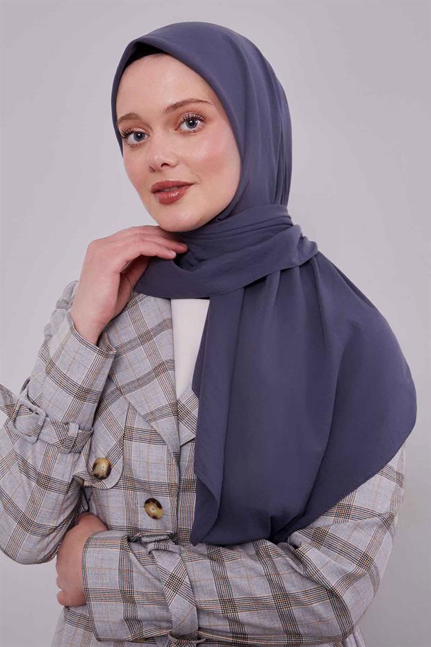 Koyu Gri Pamuklu Cazz Kare Eşarp