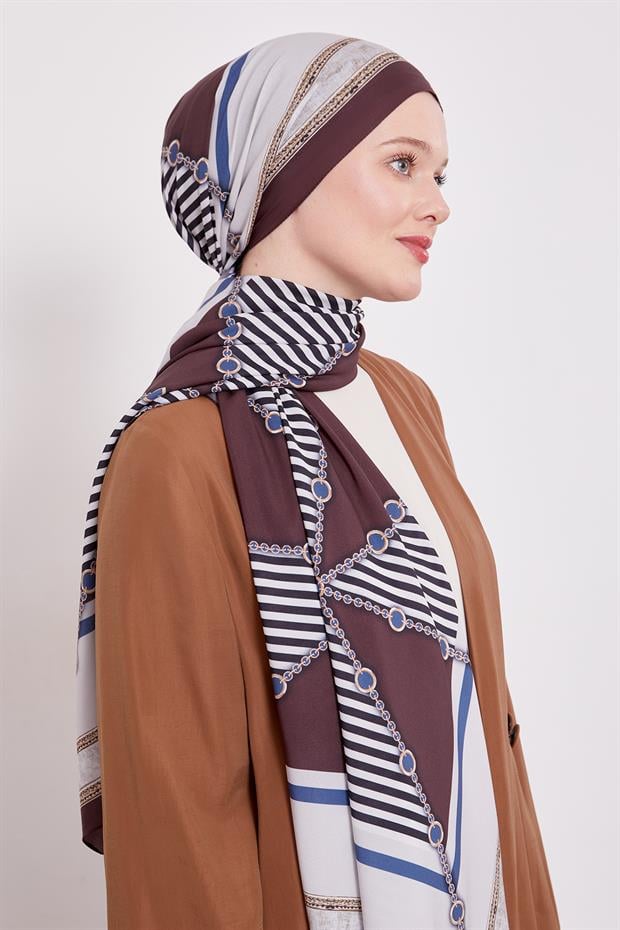 Koyu Kahve Zincir Desen Love