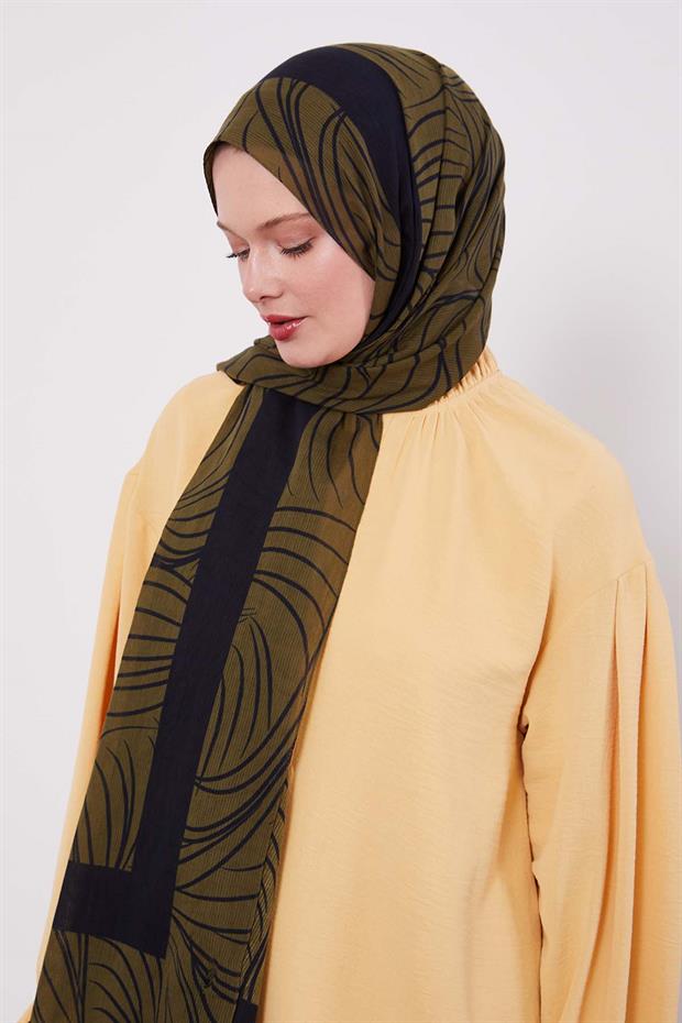 K.Yeşil Tropikal Pamuklu Şal