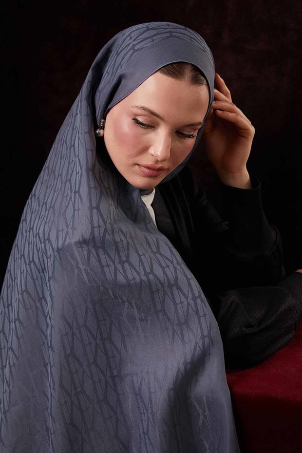 Koyu Gri Sarmal Desen Naia Jakar Şal