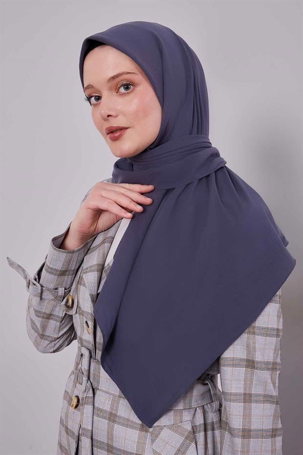 Koyu Gri Pamuklu Cazz Kare Eşarp