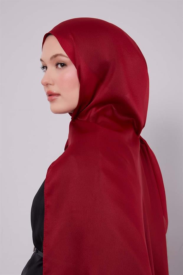 Koyu Kırmızı Düz Premium Abiye Şal