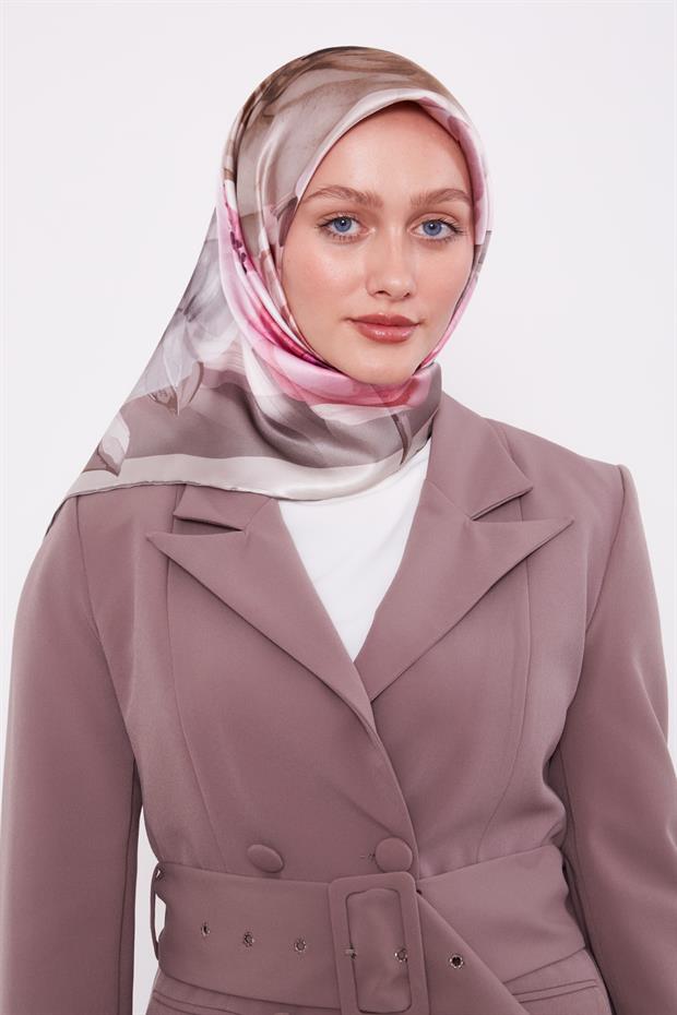 K.Vizon Soft Çiçek Desen Sura İpek Eşarp