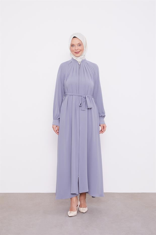 Koyu Gri Omuz Büzgülü Ferace