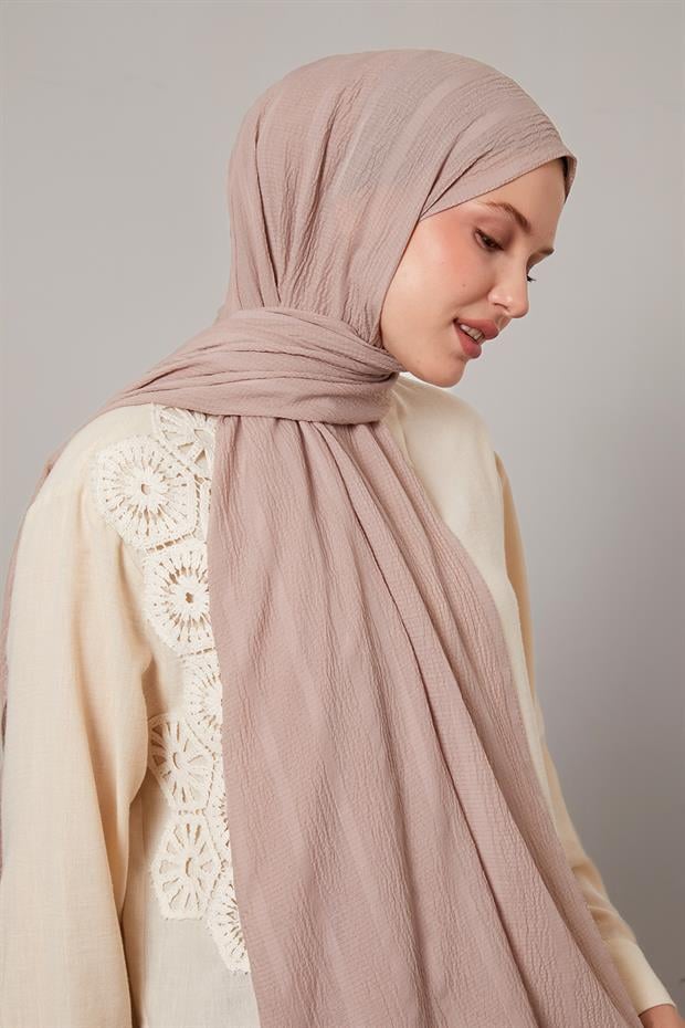 Koyu Pudra Kendinden Dokulu Natural Line Şal