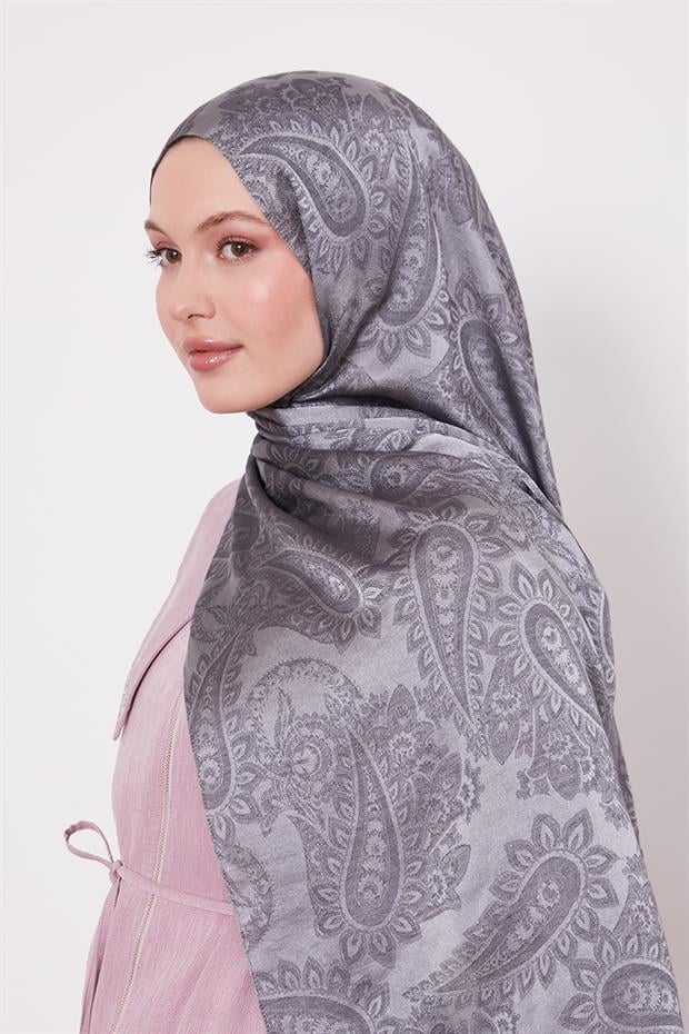K.Gri Etnik Desen İtalyan Jakar Şal