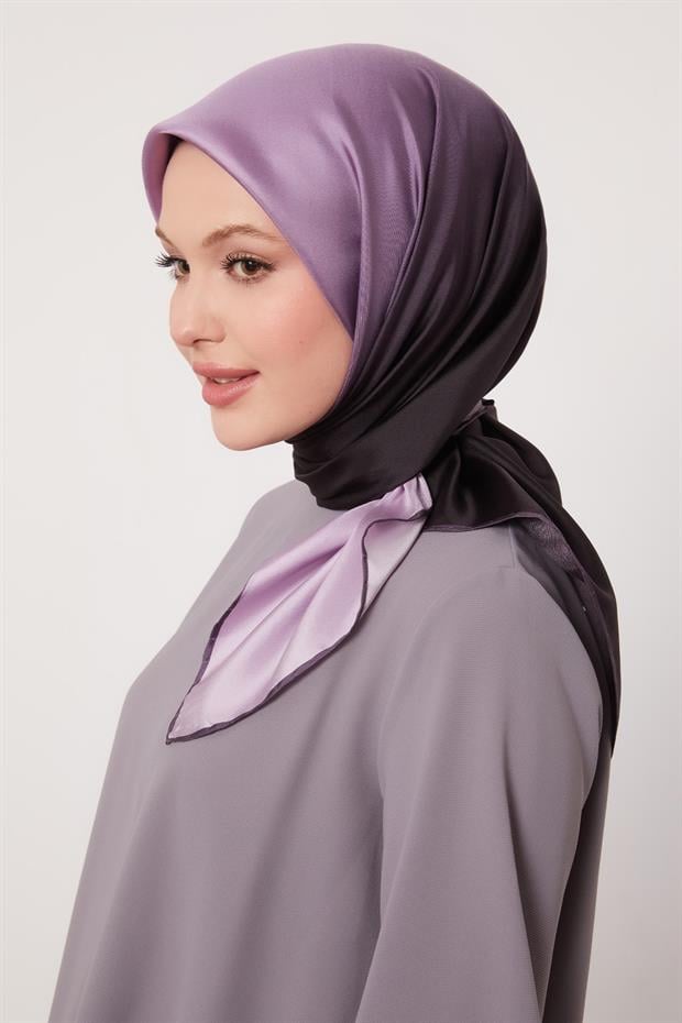 K.Mor Geçişli Twill İpek Eşarp