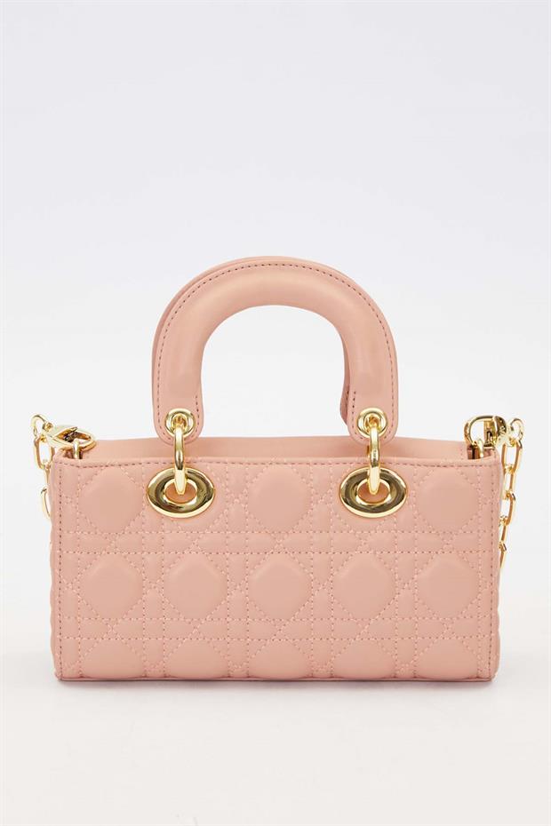 Koyu Pembe Zincir Askı Aksesuarlı El Çantası