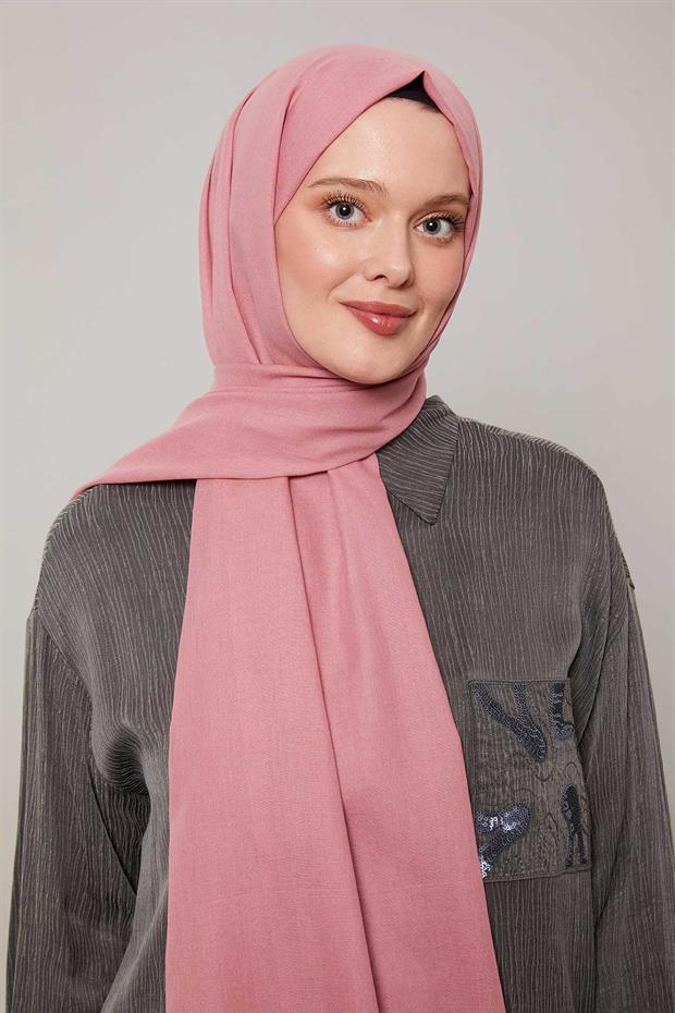 Koyu Pembe Düz Tensel Şal
