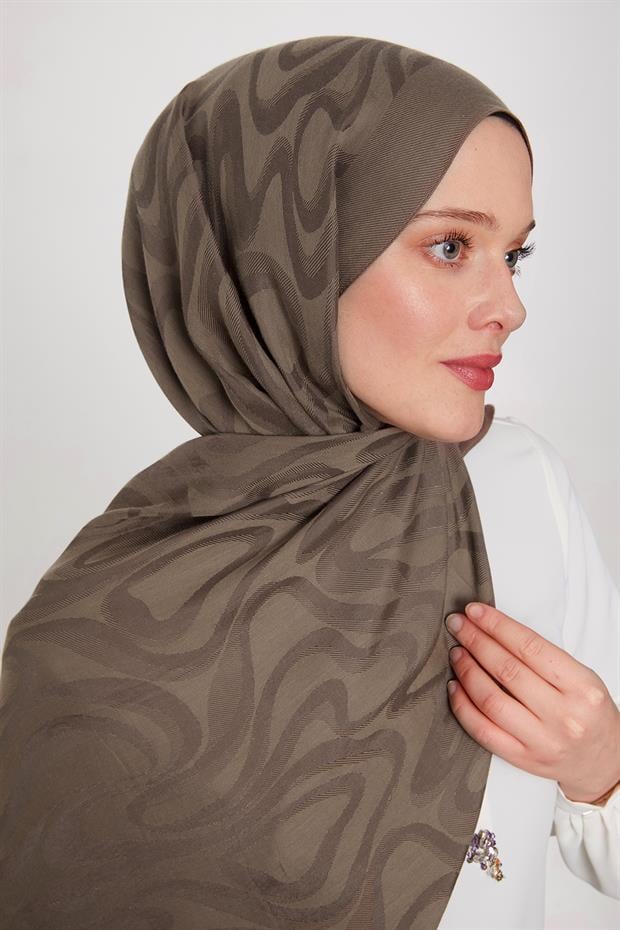 Koyu Vizon Soyut Desen Grazia Şal