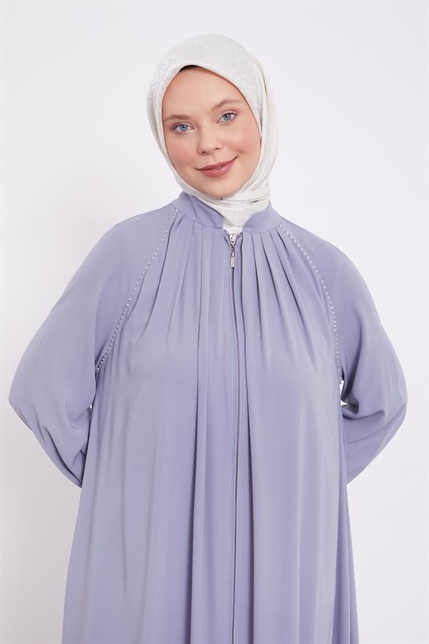 Koyu Gri Omuz Büzgülü Ferace