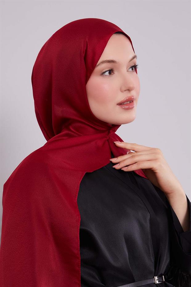 Koyu Kırmızı Düz Premium Abiye Şal