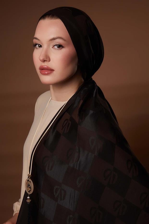 K.Kahve Kare LVD Baskılı Naia Jakar Şal