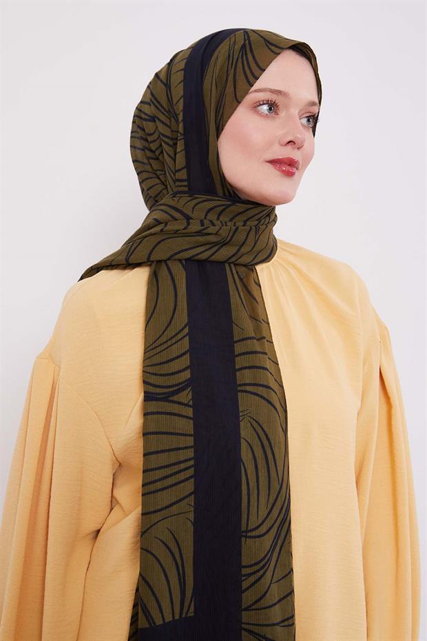 K.Yeşil Tropikal Pamuklu Şal