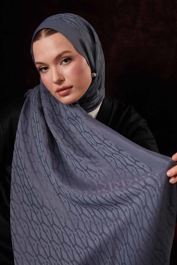 Koyu Gri Sarmal Desen Naia Jakar Şal