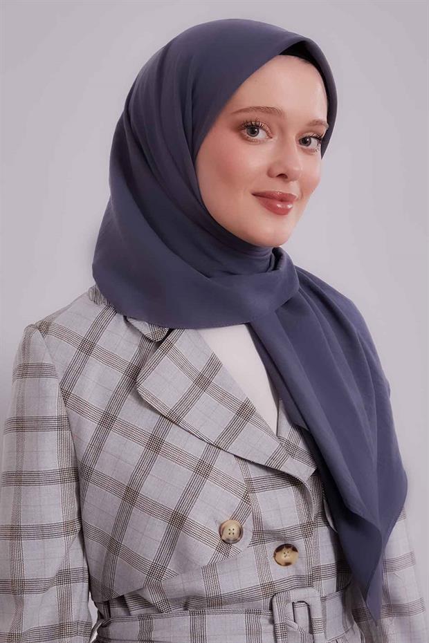 Koyu Gri Pamuklu Cazz Kare Eşarp