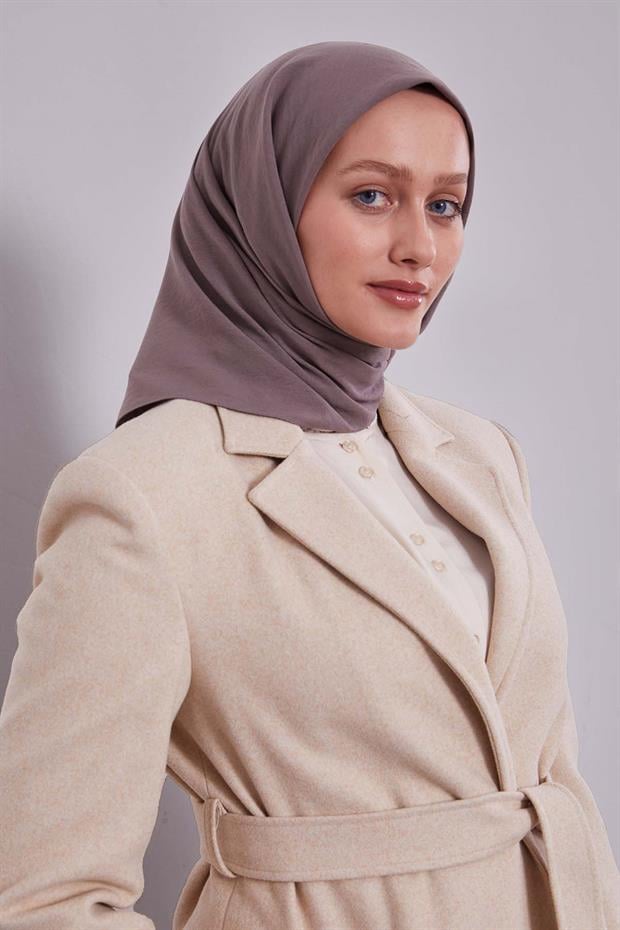 Koyu Taş Pamuklu Cazz Kare Eşarp