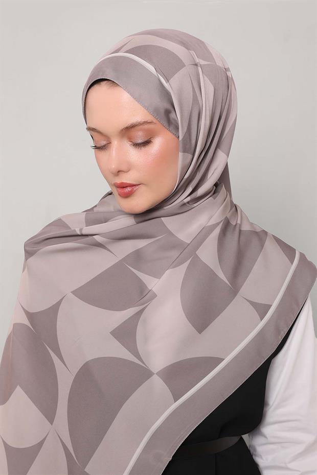 Koyu Vizon Dairesel Desen Club Şal