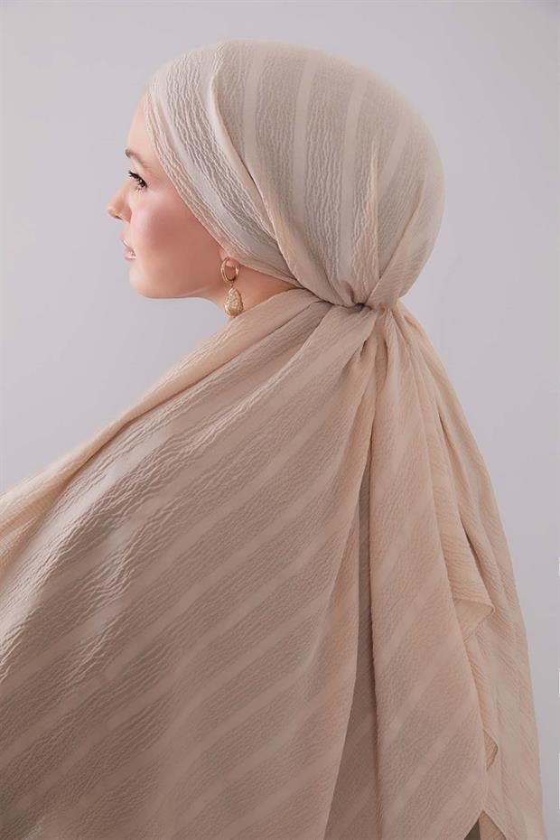 Koyu Vizon Kendinden Dokulu Natural Line Şal