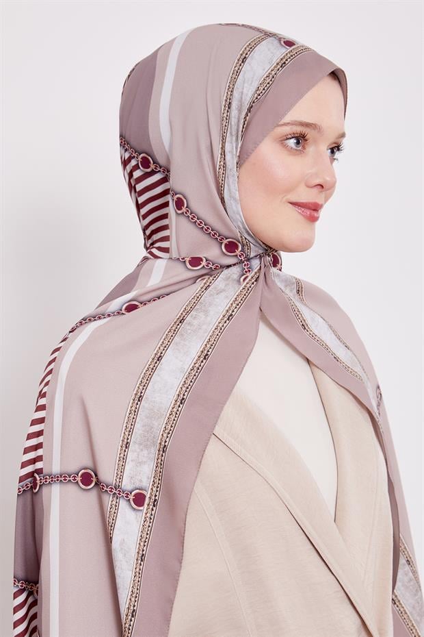 Koyu Vizon Zincir Desen Love