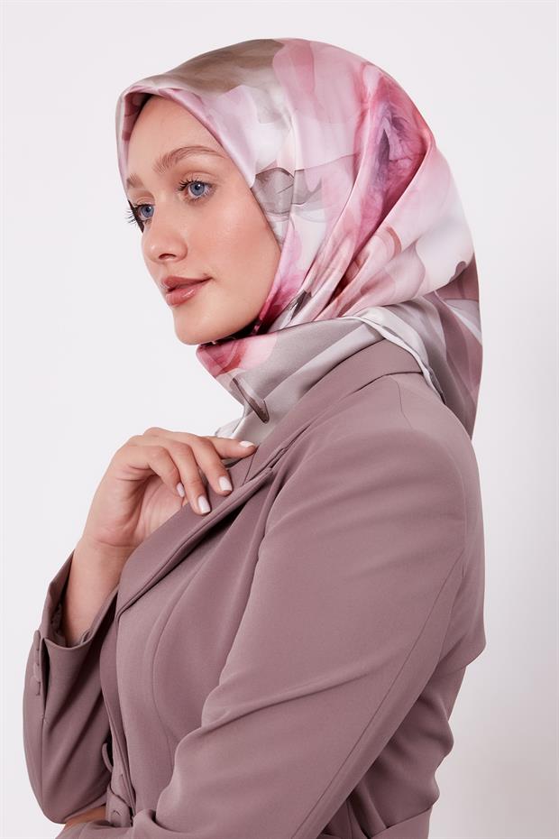 K.Vizon Soft Çiçek Desen Sura İpek Eşarp