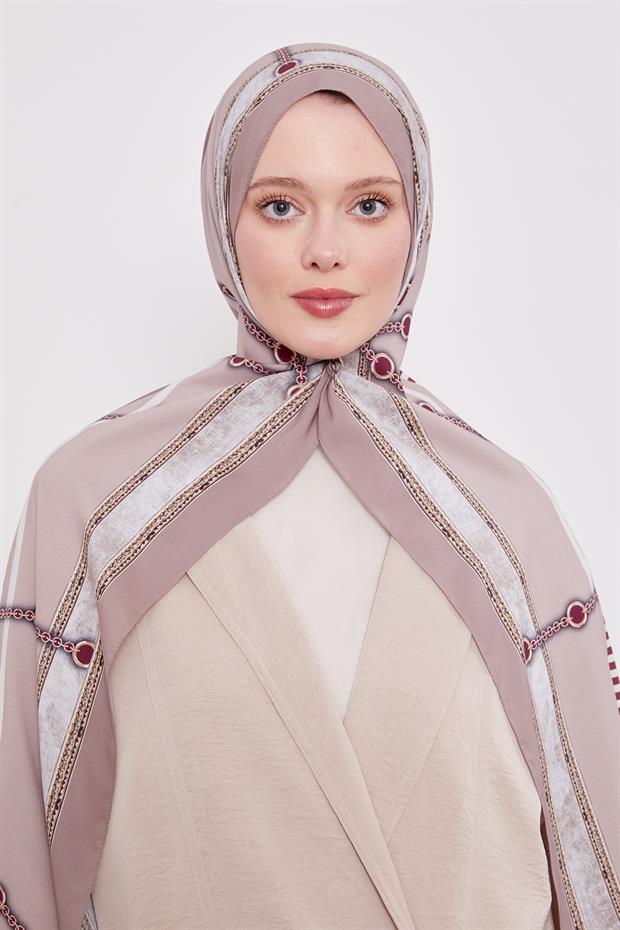 Koyu Vizon Zincir Desen Love