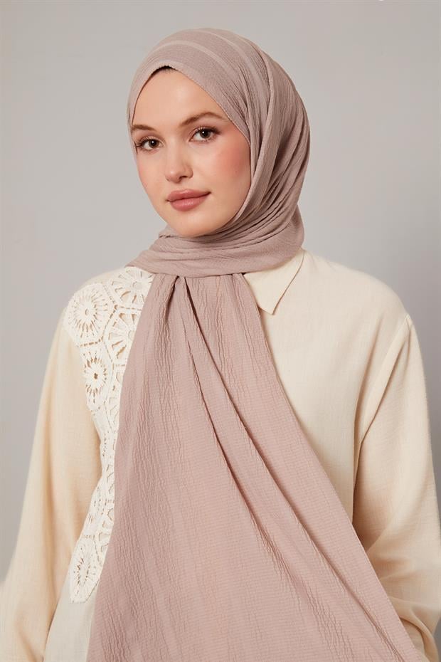 Koyu Pudra Kendinden Dokulu Natural Line Şal