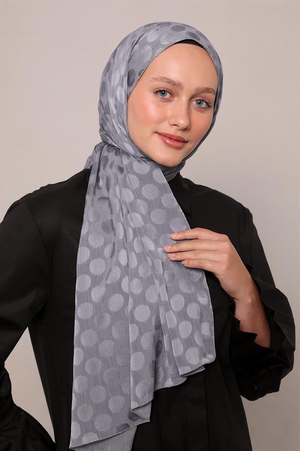 Koyu Gri Benek Desenli Jakar Capri Şal