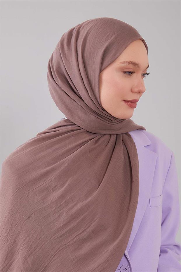 Koyu Vizon Düz Hawai Şal