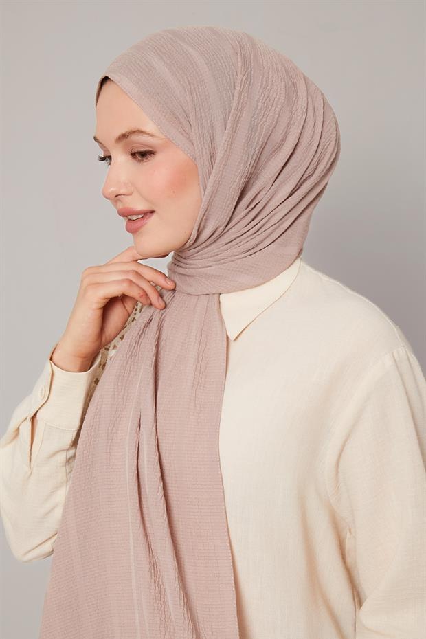 Koyu Pudra Kendinden Dokulu Natural Line Şal