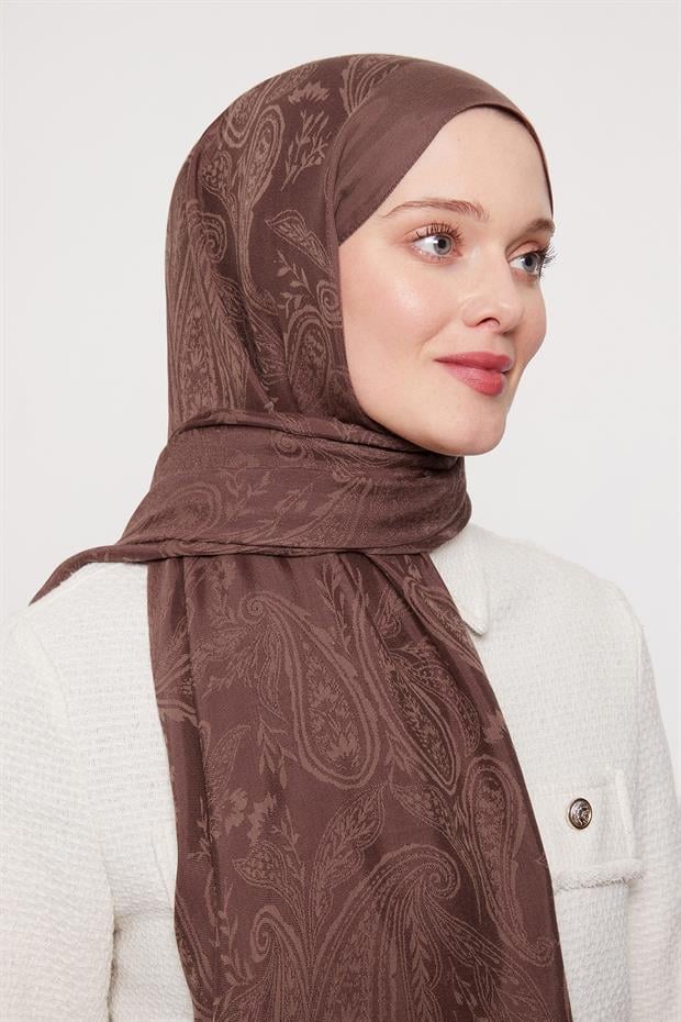 Koyu Kahve Hint Desen Grazia Şal