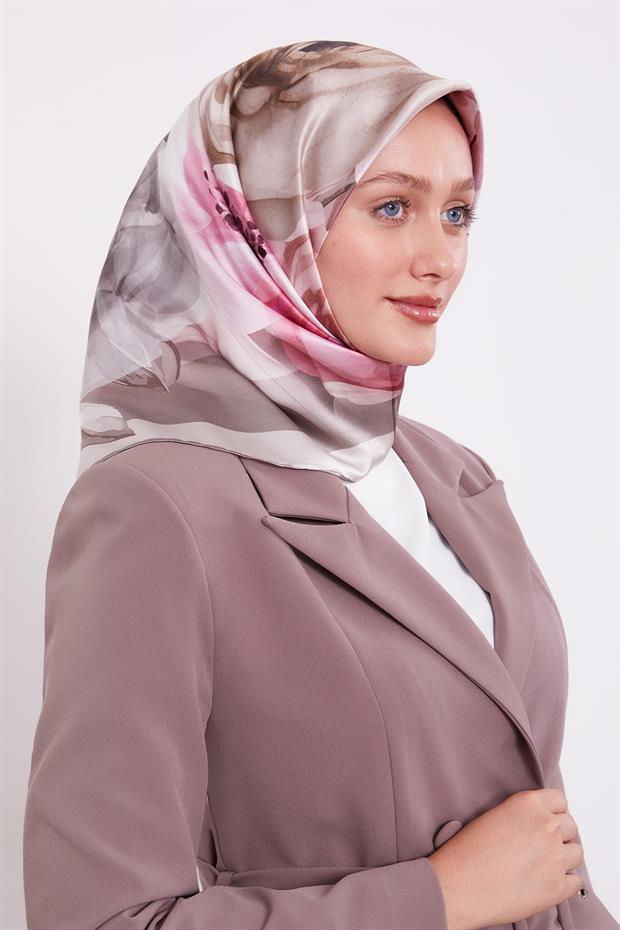 K.Vizon Soft Çiçek Desen Sura İpek Eşarp